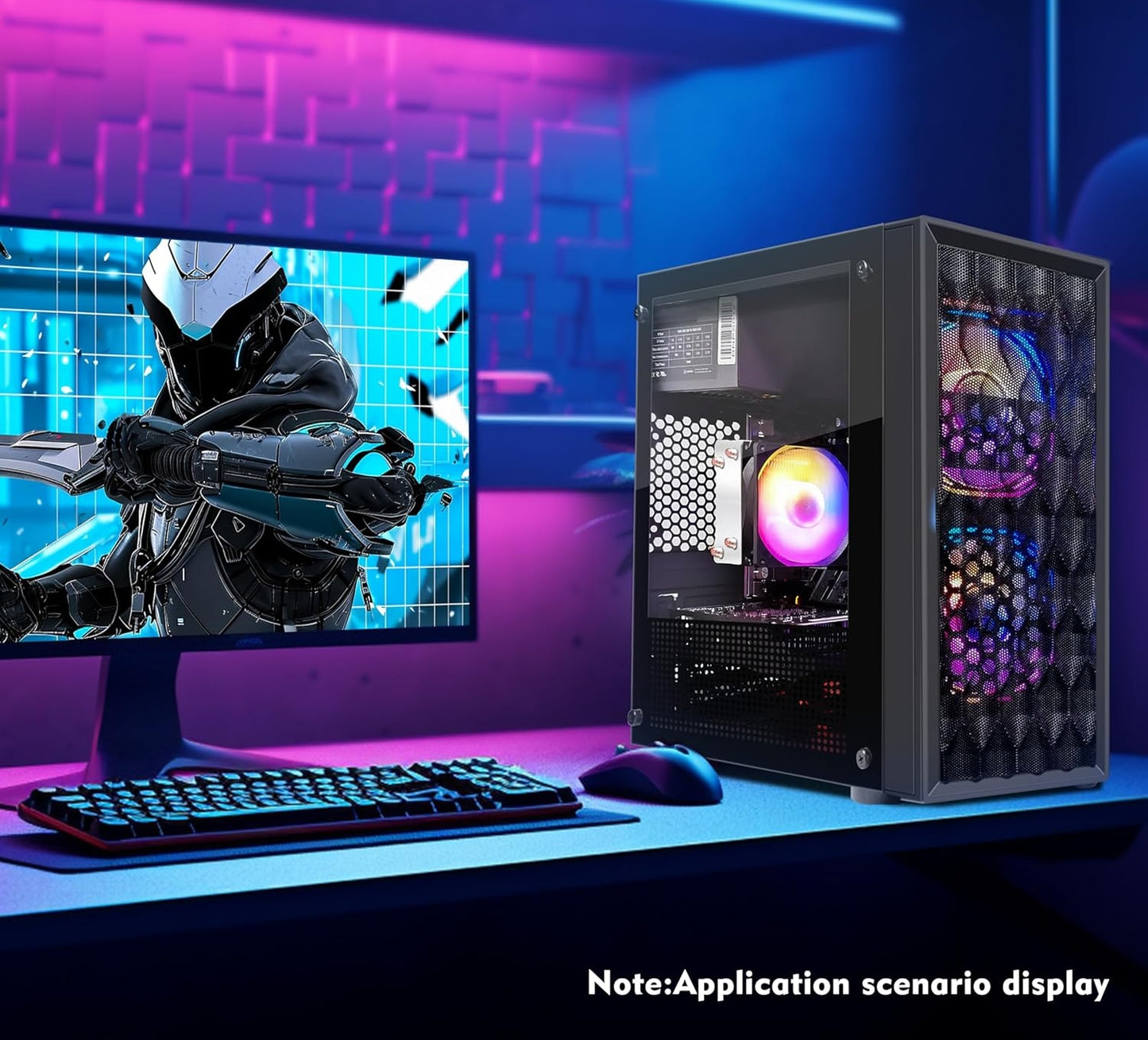 Gaming PC Computer Desktop, AMD Ryzen 5 5500 up to 4.2GHz, GeForce RTX 3050 6G, 16GB DDR4, 1TB SSD, WiFi 6 5G & BT 5.2, RGB Fan x2, Windows 11