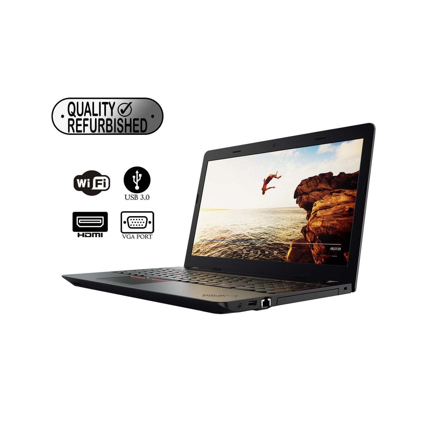 Refurbished (Fair) - Lenovo E570 i7-7500U (2.7GHz base, up to 3.5GHz turbo)  512GB SSD 24GB RAM 15.5" FHD IPS DVD/RW WIN11 Pro CAM  NVIDIA GeForce GTX 950M 2GB FP Reader -  - Image 2