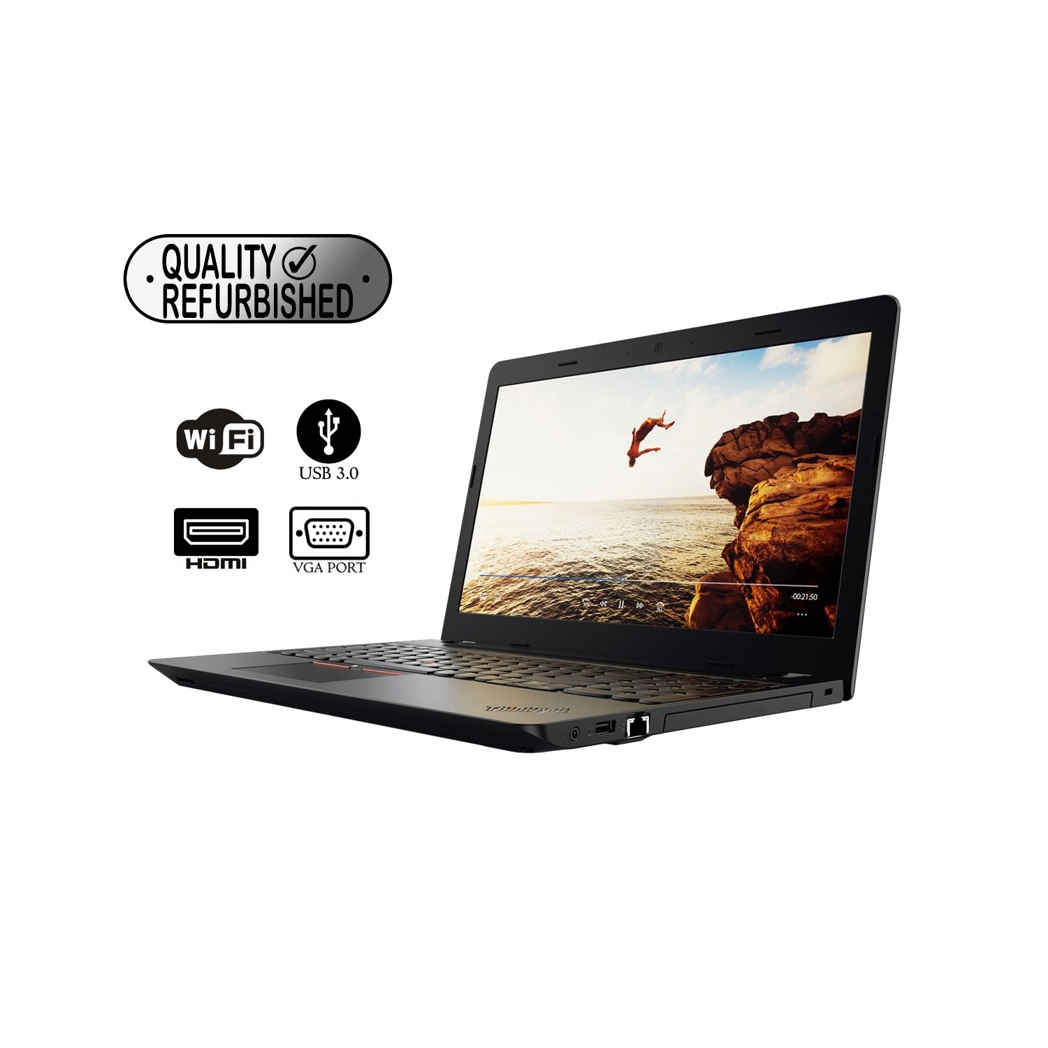 Refurbished (Fair) - Lenovo E570 i7-7500U (2.7GHz base, up to 3.5GHz turbo)  512GB SSD 24GB RAM 15.5" FHD IPS DVD/RW WIN11 Pro CAM  NVIDIA GeForce GTX 950M 2GB FP Reader -  - Image 2