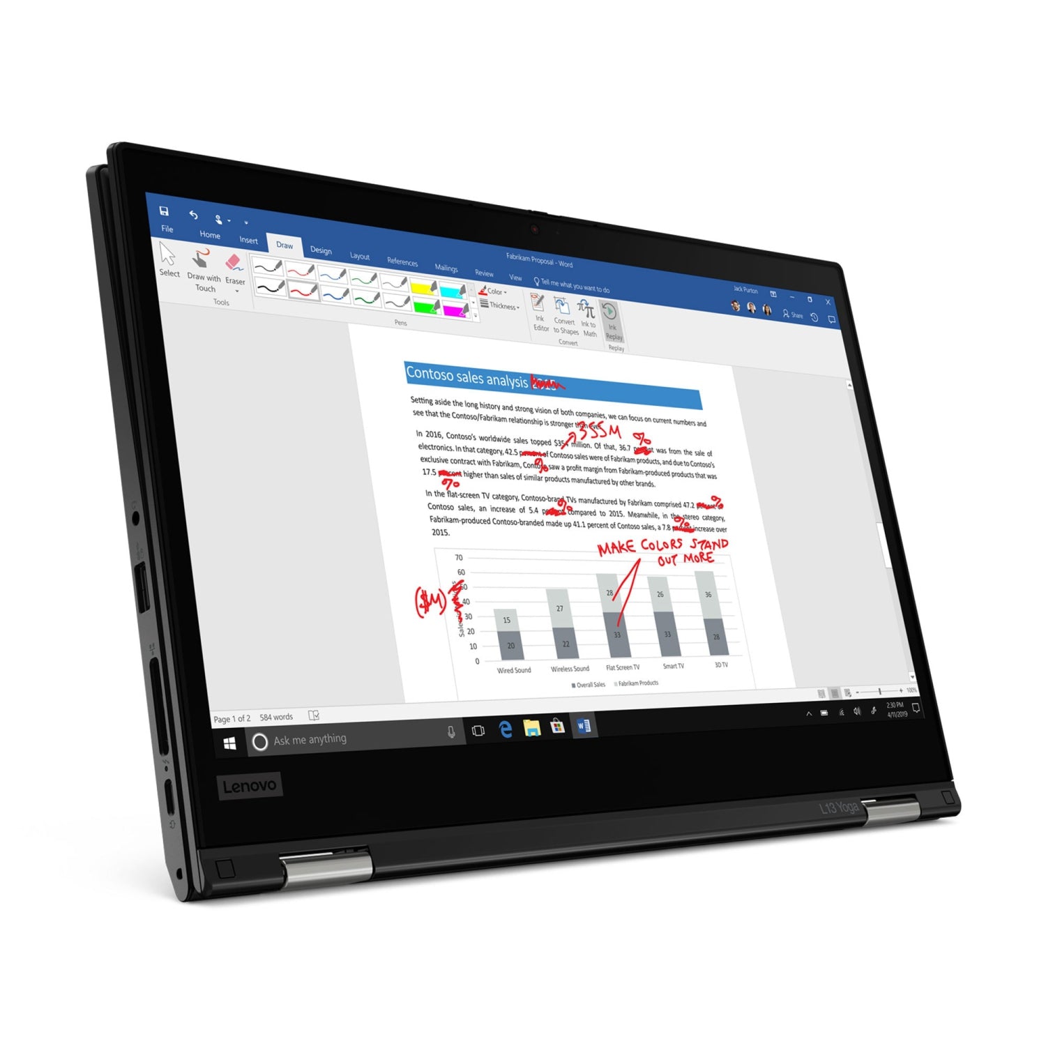 Refurbished (Excellent)  Lenovo ThinkPad L13 Yoga Gen 2 Intel 2-in-1 Laptop | 13.3" 1920x1080 FHD | Core i5-1135G7 - 1TB SSD Hard Drive - 8GB RAM | 4 cores @ 4.2 GHz Win 11 Pro - Image 3