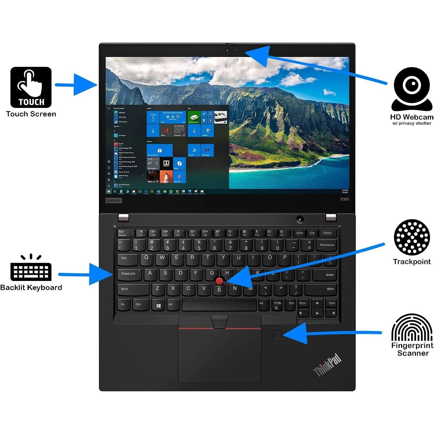Refurbished(Excellent) Lenovo ThinkPad X390 Yoga 13.3" 2-in-1 Touchscreen Laptop , Backlit Keyboard , Intel Core i5-8365U 4 cores@ 4.10GHz, 8GB RAM, 256GB SSD, Windows 11 Pro Black - Image 6