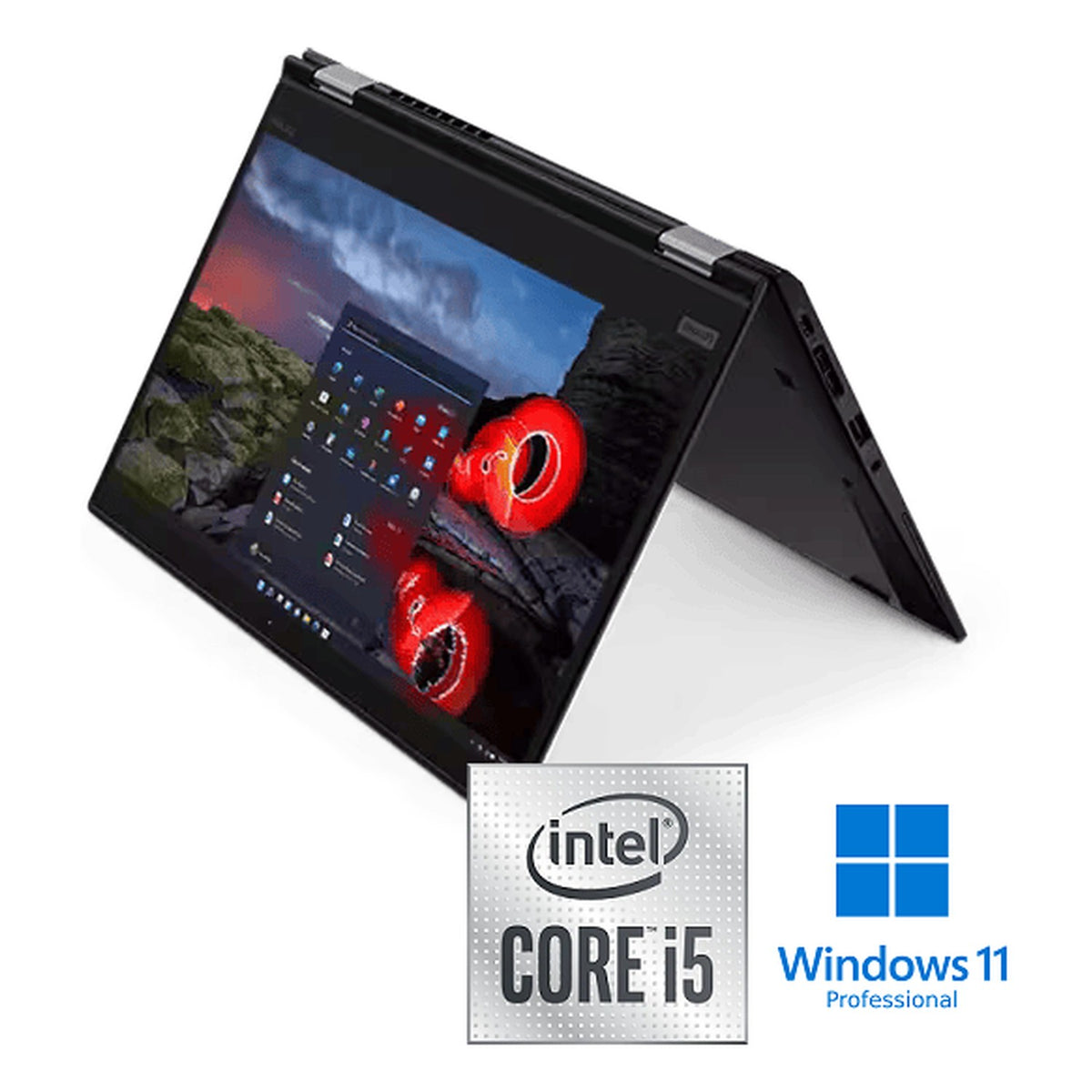Refurbished (Excellent) Lenovo ThinkPad X13 Yoga Gen 2 | 2-in-1 Laptop | 13.3"  FHD+ | Core i5-1145G7 - 512GB SSD - 8GB RAM | 4 cores@4.40GHz | Backlit keyboard | Win 11 Pro Black - Image 2