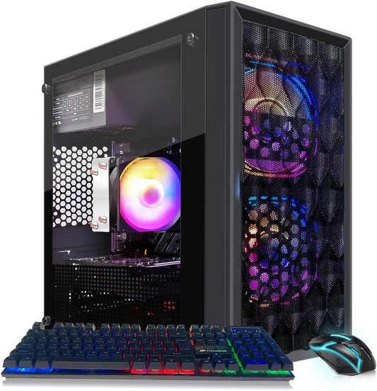 Gaming PC Computer Desktop, AMD Ryzen 5 5500 up to 4.2GHz, GeForce RTX 3050 6G, 16GB DDR4, 1TB SSD, WiFi 6 5G & BT 5.2, RGB Fan x2, Windows 11